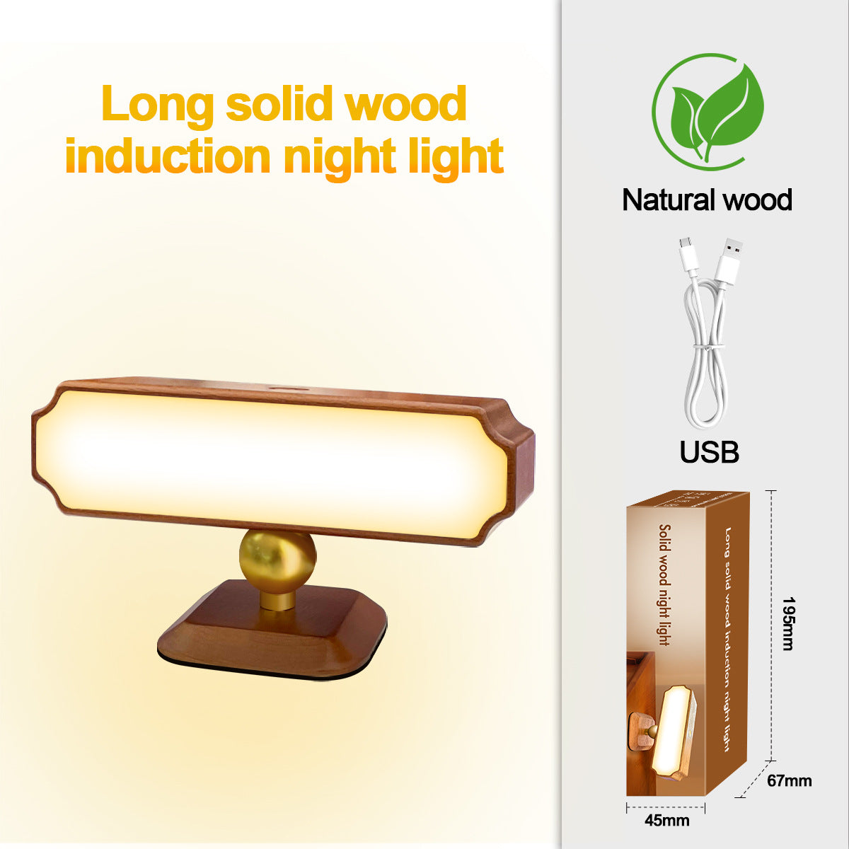 Solid Wood Wall Lamp Human Body Sensing Wireless Reading Wall Lamp Magnetic Night Light Desktop Warm Light Suitable for Staircase Corridor