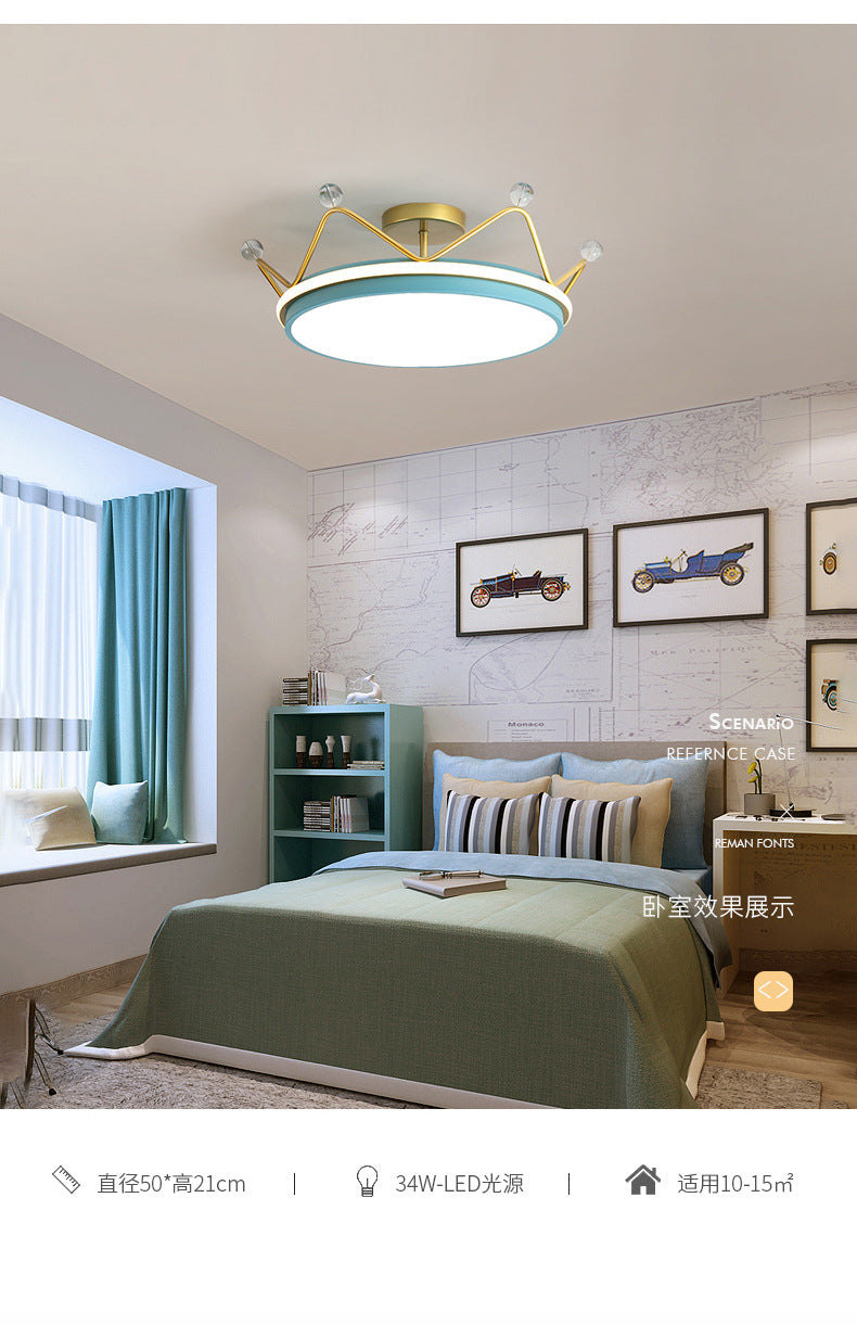 Children's Room Crown Ceiling Lamp led Room Bedroom Lamp Iron Art Boys Girls Energy-saving Eye Protection Cartoon Lamp Wholesale