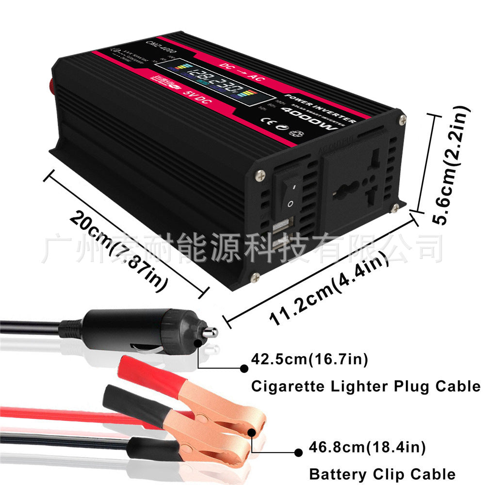 300W Car Power Inverter 12V Turn110V220V Intelligent Digital Display Vehicle Inverter