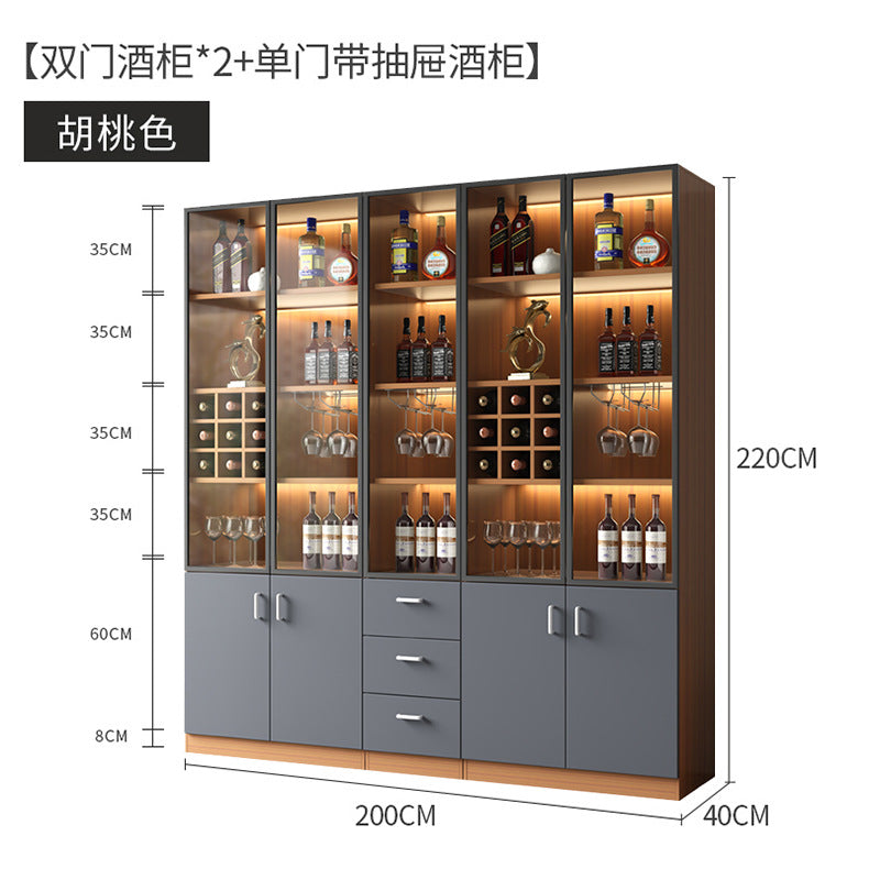 Apartment Wall-Mounted Sideboard Double-Door Wine Rack Storage Cabinet for Hotel Projects and Home Use LED Wine Cabinet