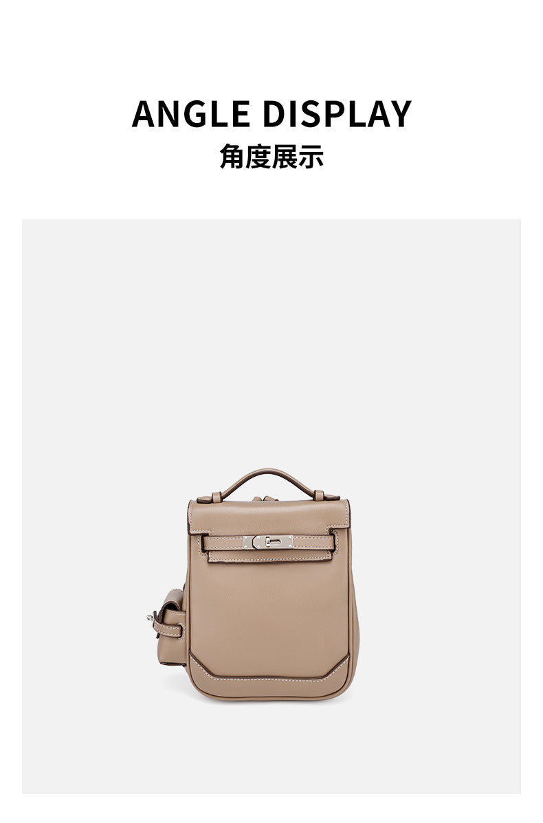 Genuine Leather Vintage Kelly Bag for Women, High-End Versatile Underarm Commuter Messenger Bag, Top Layer Cowhide Single Shoulder Crossbody Bag for Women