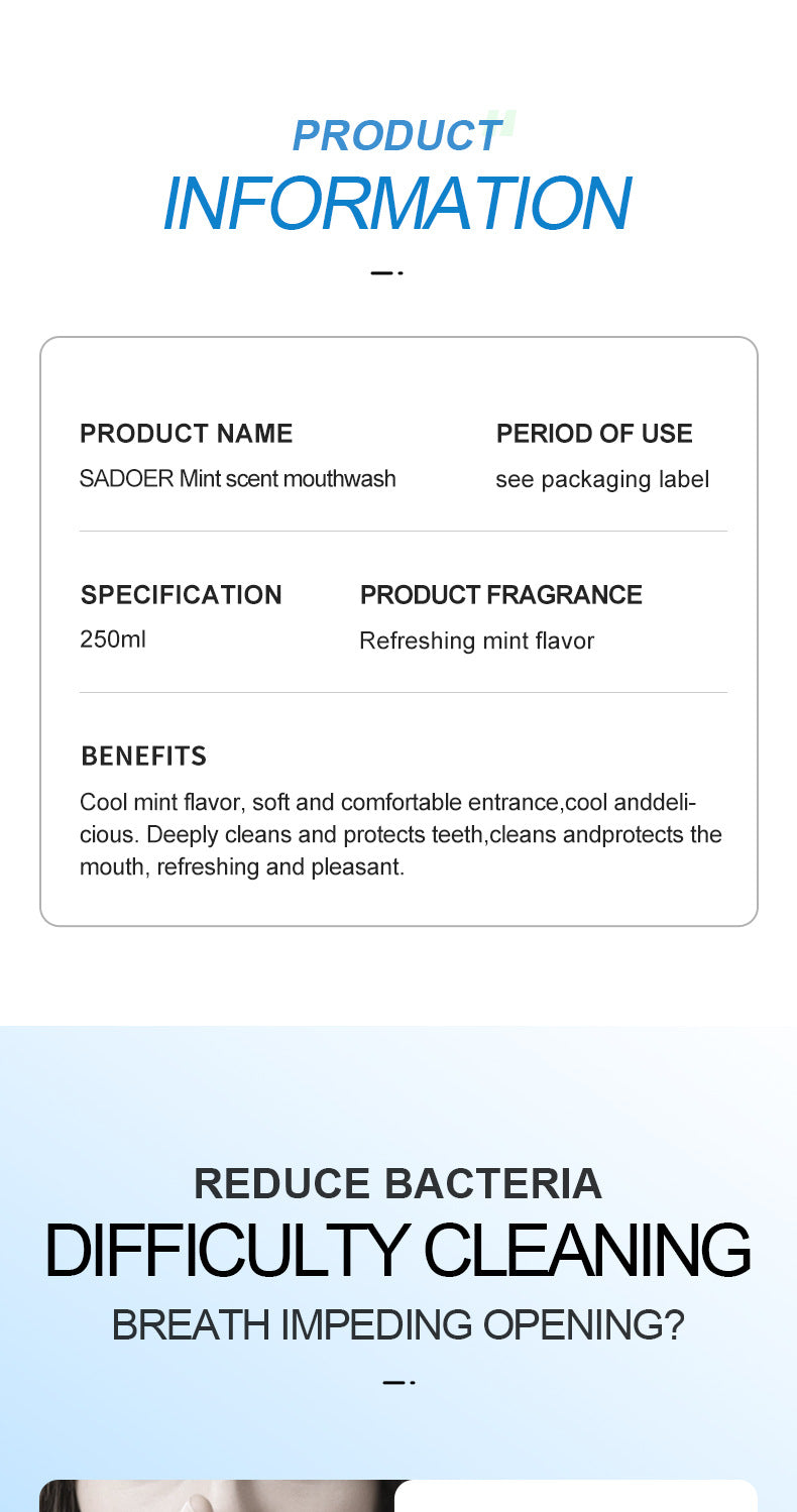 All English Mouthwash250ml  SADOER Peach Mint Lemon Oral Care  Foreign Trade Wholesale