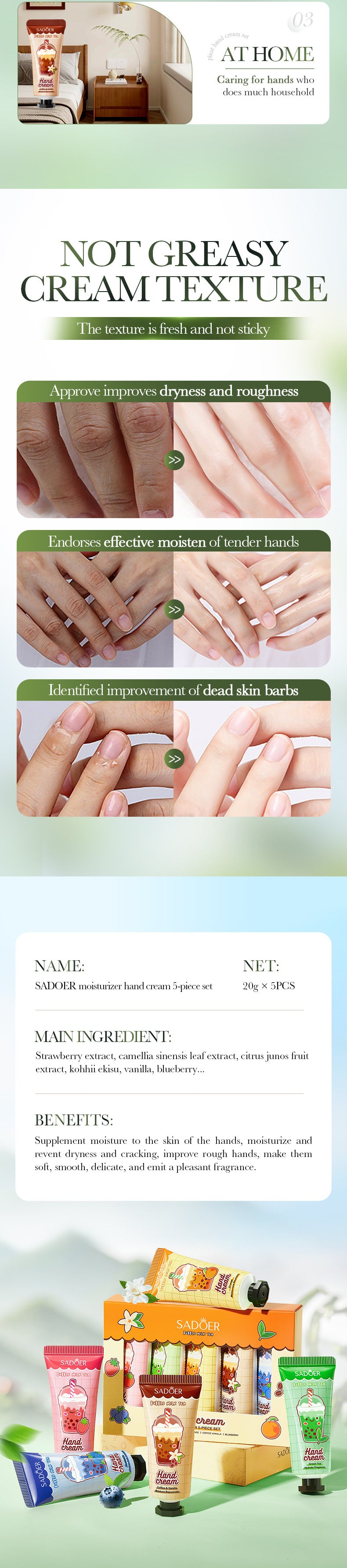 Full English Milk Tea Fruit Fragrance Hand Cream Set SADOER Autumn and winter hand cream  foreign trade wholesale