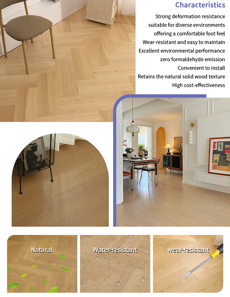 14mm Engineered Three-Layer Solid Oak Wood Flooring | Custom Natural Oak Surface Waterproof for Residential Commercial Outdoor