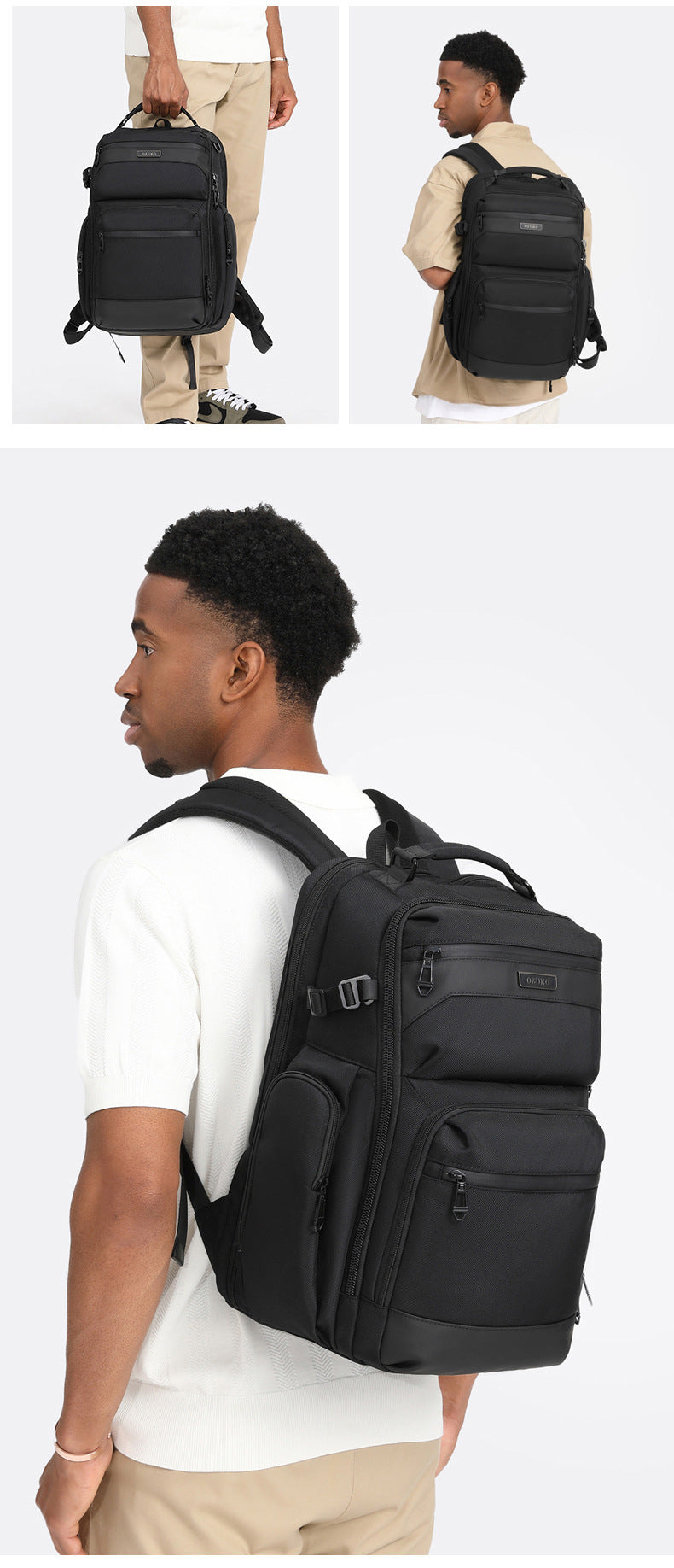 OZUKO Business Backpack Men's Commuting Computer Backpack Waterproof Large Capacity Business Travel Portable Men's Bag