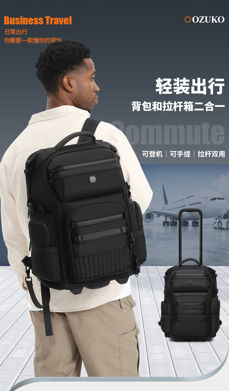 OZUKO Boarding Trolley Bag Men's Travel Backpack Multifunctional Large Capacity Short Distance Business Waterproof Backpack