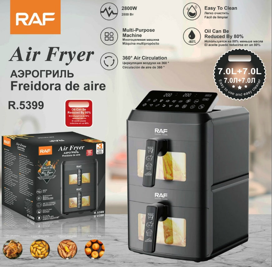 RAF European Standard Household Oil-Free Air Fryer Multi-Functional Smart Double-Layer Oven French Fries Electric Fryer R.5396