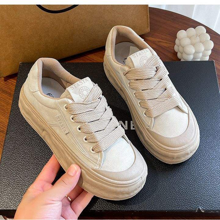 Women's White Sneakers2025New Spring and Autumn Trendy Casual Versatile Platform Thick-Soled Loafers