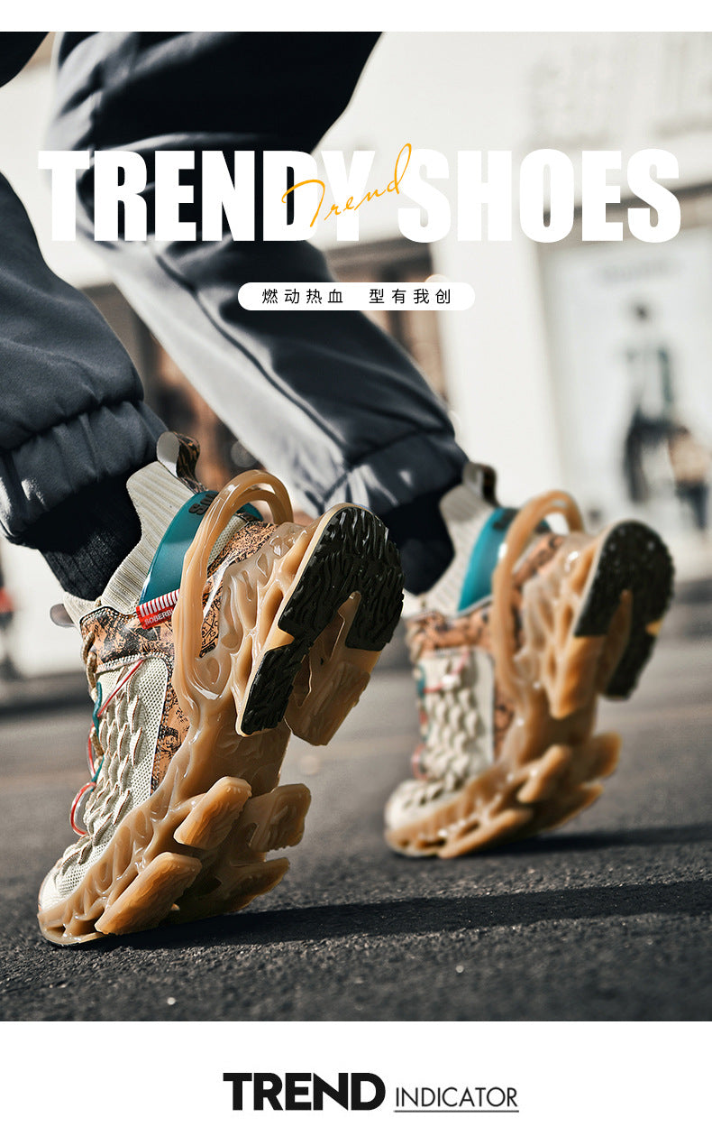 Chinese Style Men's Shoes Spring and Autumn Running Shoes Basketball Sports Shoes Ultra-light Shock-absorbing Breathable Running Blade Shoes Chinese Style Design