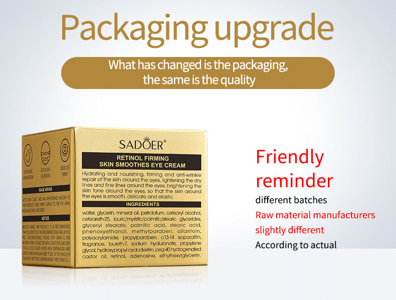 Retinol Eye Cream SADOER Moisturizing and Nourishing, Reduces Dark Circles and Eye Bags, Eye Wrinkles,  Wholesale