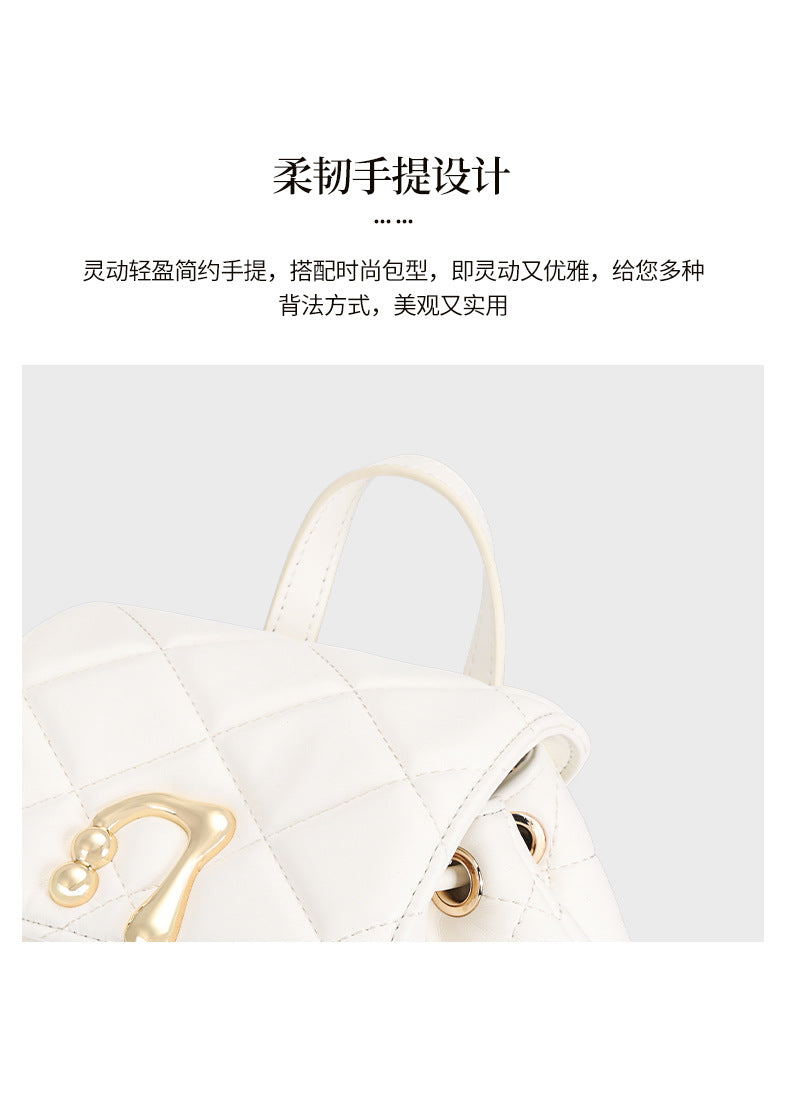 Chanel Style Quilted Design Simple Backpack for Women Mini Version Versatile New Niche High-end Small Backpack with Chain