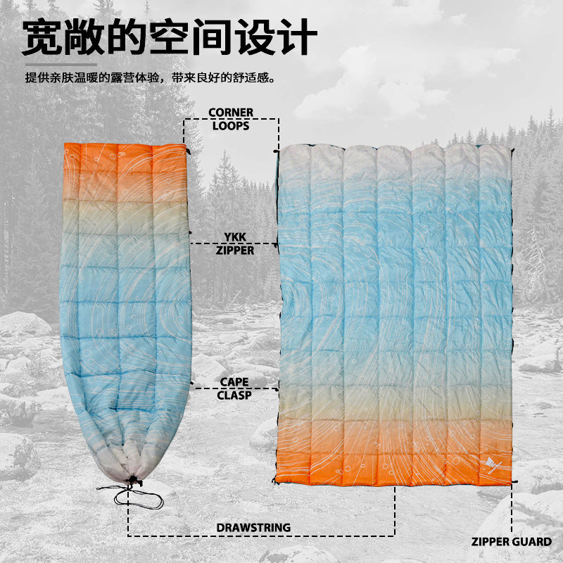 New Adult Camping Sleeping Bag Winter Camping Travel Cold-Proof Down Warm Quilt Home Nap Blanket