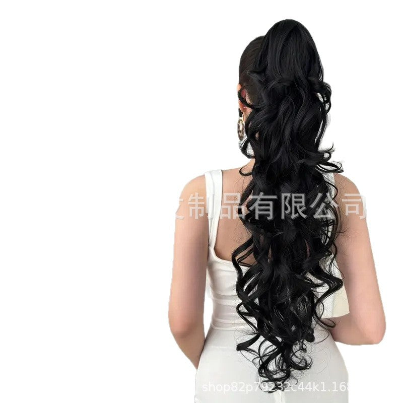 Amazon Cross-Border Trade Wig Ponytail for Women70cm Long Curly Hair Multi-layer Big Wave Claw Clip Ponytail Synthetic Braids