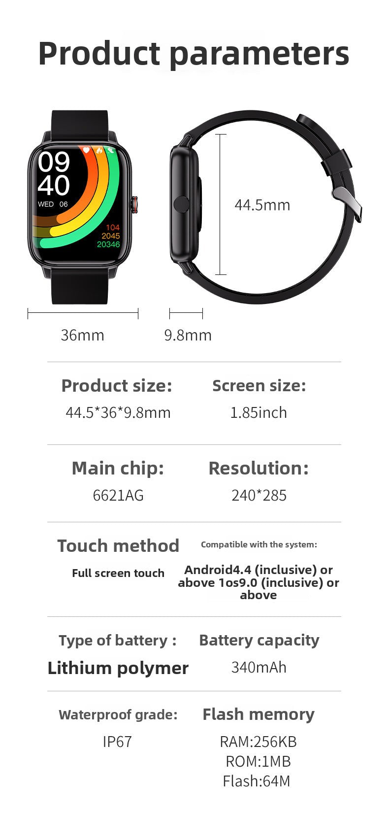 New Private Model h20Smart Watch Multi-Dial Bluetooth Call Sports Bracelet In Stock Ultra-Long Battery Life Sports