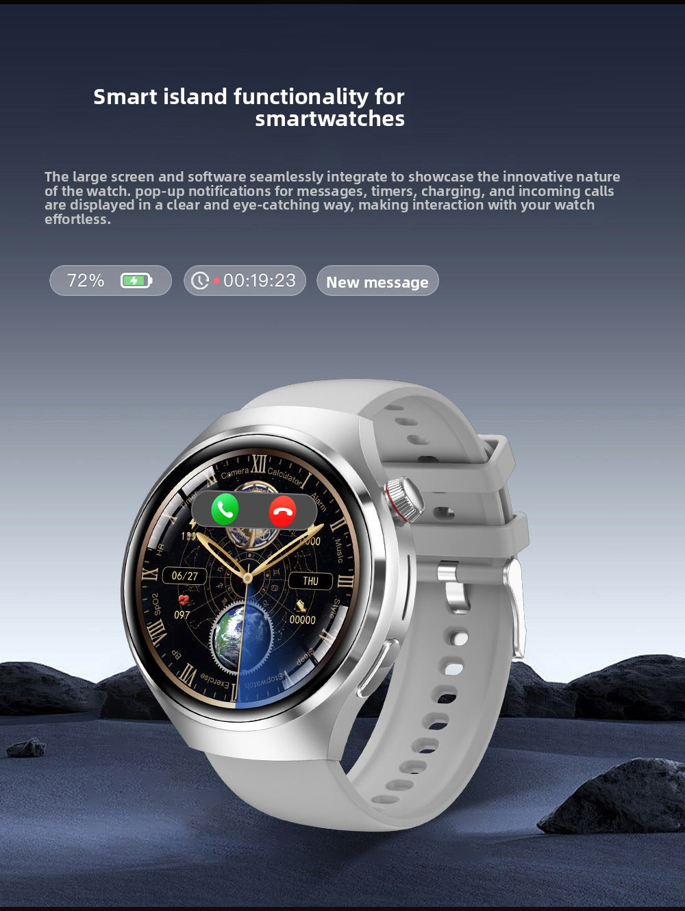 DK56Smart Watch1.52inch Bluetooth Call True Heart Rate Pedometer Sleep Monitoring Hidden Earphones Sports