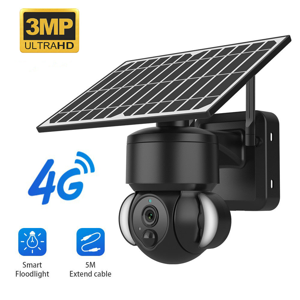 New Low-Power Solar Energy3MP HD Camera Phone Remote Monitoring Sound Light Warning