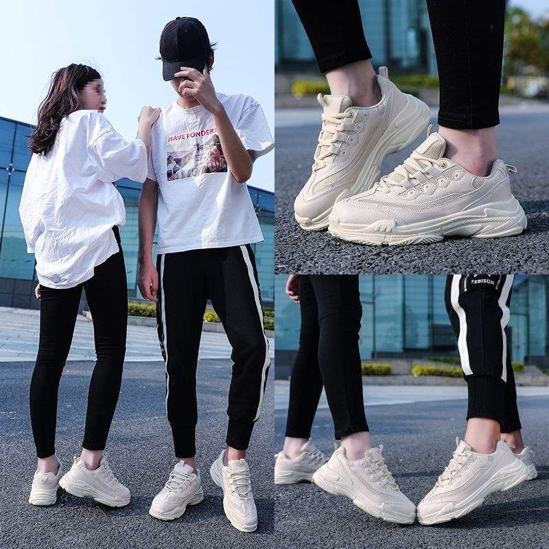 ins Super Popular Shoes Trendy Shoes Summer Height-Increasing White Sneakers Korean Style Versatile White Sports Shoes Dad Shoes