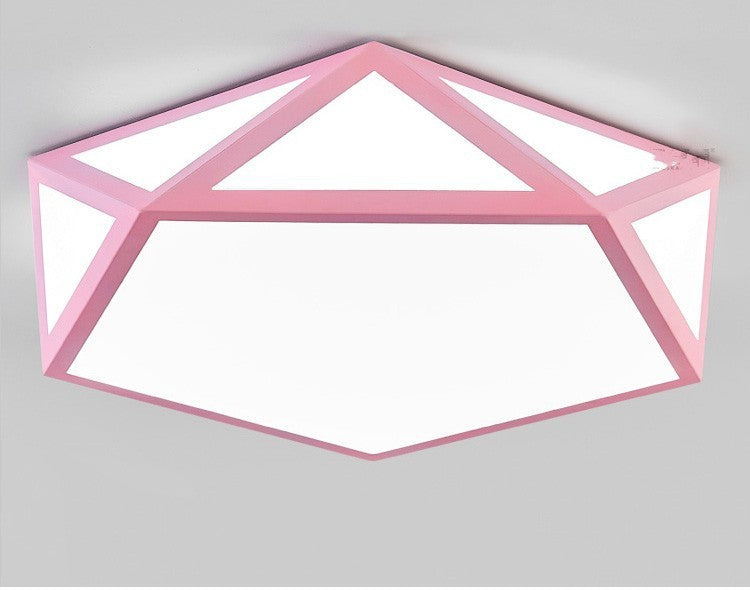 Minimalist Iron Art Acrylic Ceiling Light Nordic Diamond Geometric Hollow Children's Bedroom Colorful Macaron led Lamp
