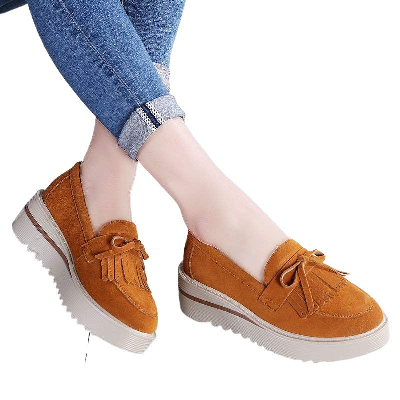 VIVIDENT New Spring and Autumn Platform Shoes for Women, Thick Sole Wedge, Large Size Slip-On Casual Mom Shoes
