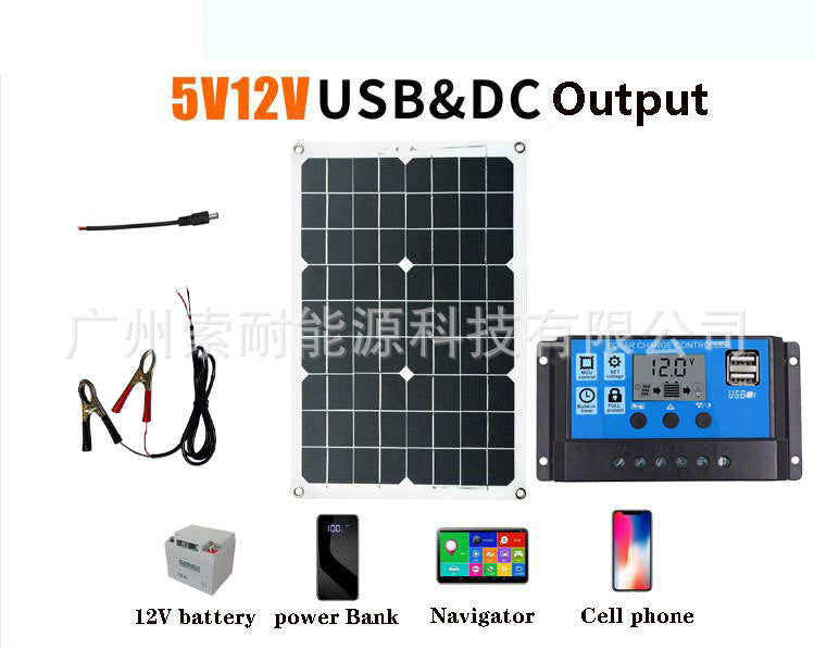 12V Solar Energy Kit System：Inverter 30A Controller 18W Solar Panel Solar System