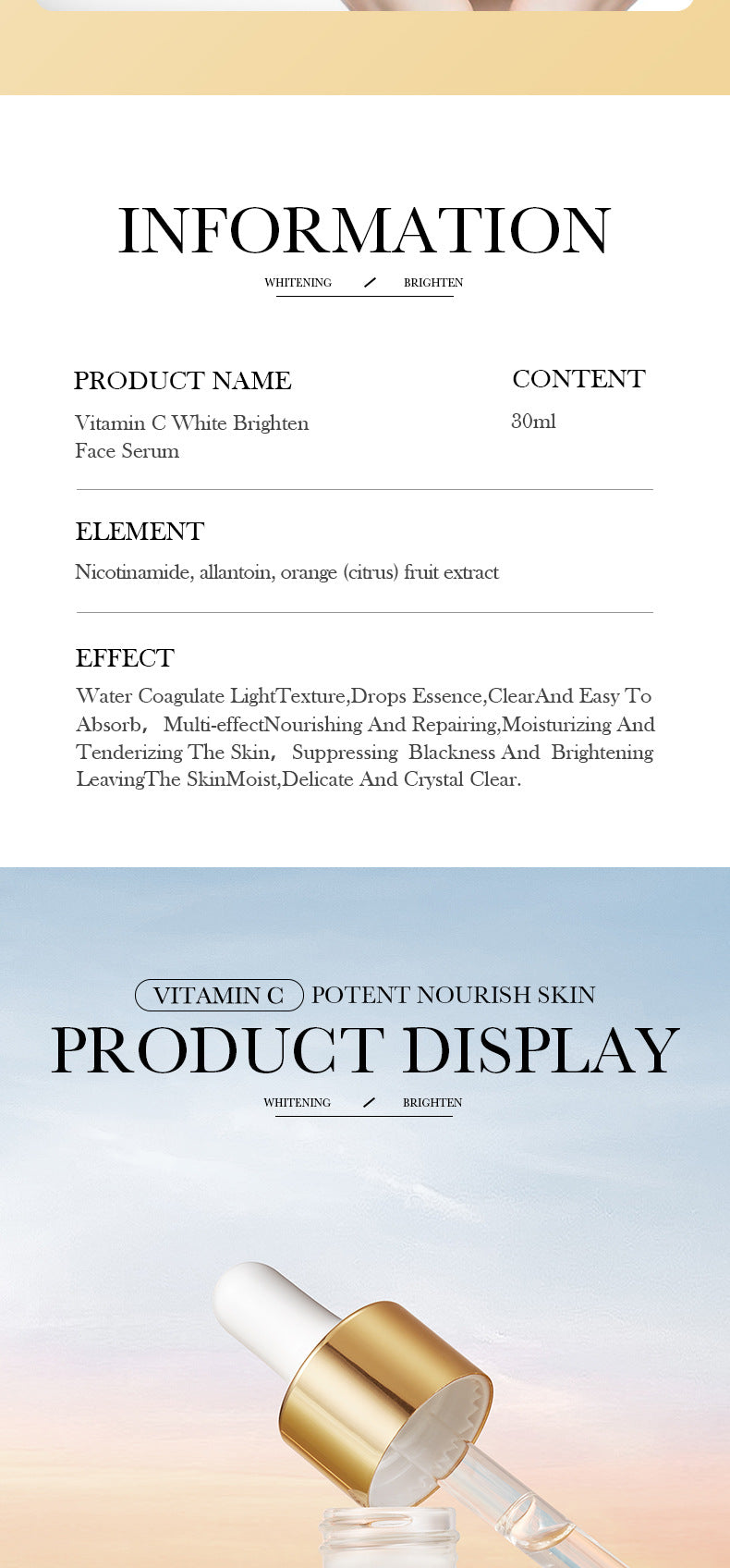 All English Vitamins C Whitening Skin Care Set BIOAOUA Cleansing and Moisturizing Five-Piece Set  Wholesale