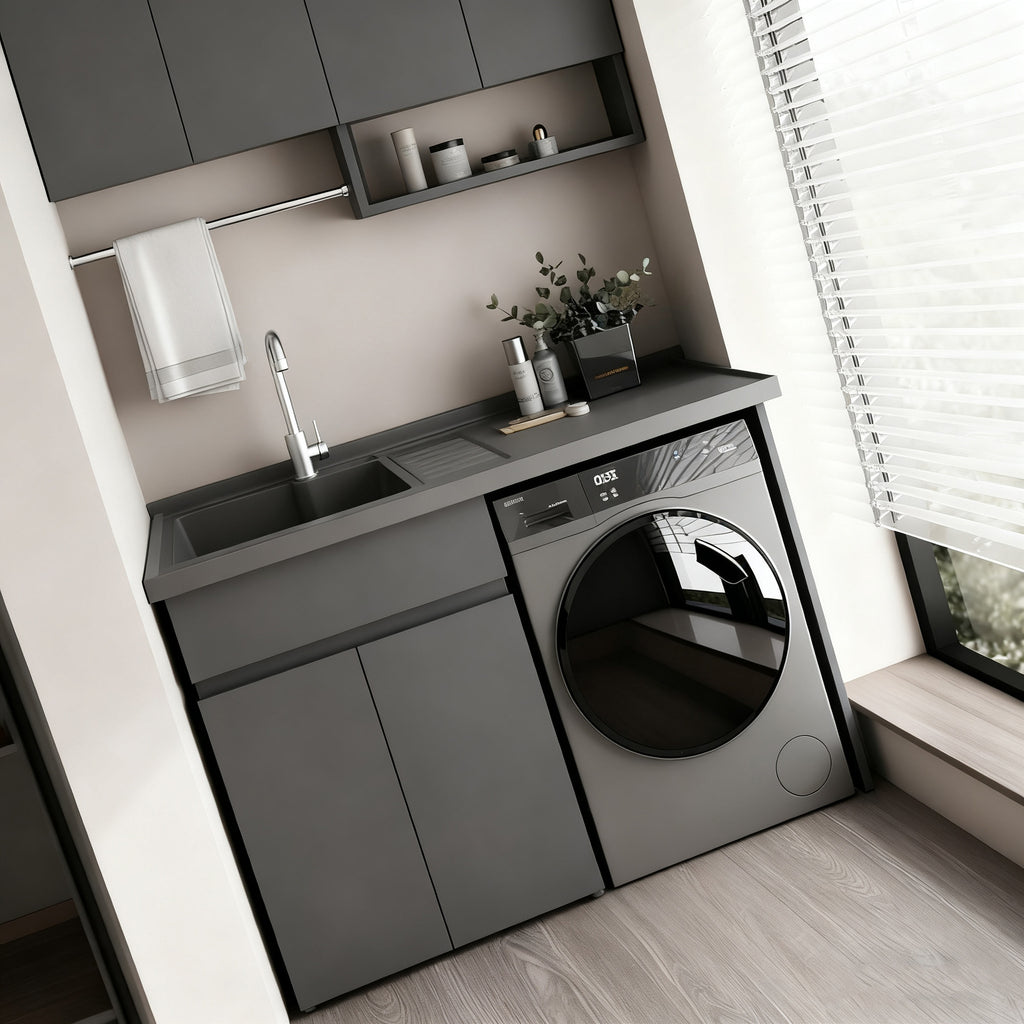 Custom Honeycomb Aluminum Balcony Laundry Combo Integrated Counter Basin Laundry Sink with Washboard Bathroom Corner Cutting Factory Direct