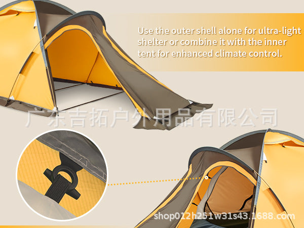 New Mountaineering Tent Double Person Double Layer Aluminum Pole Four Seasons Outdoor Camping Tent Windproof Rainproof Tent One Room One Hall