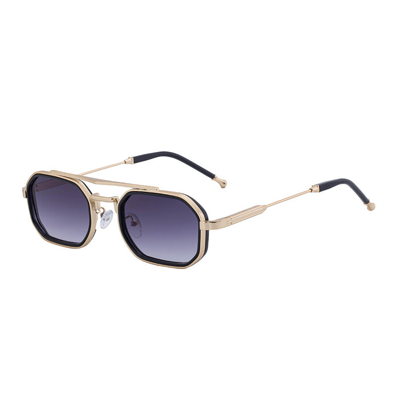 2025New Small Frame Glasses Men Double Beam retro Sunglasses Men's High Sense Full Frame Sunscreen Sunglasses shades