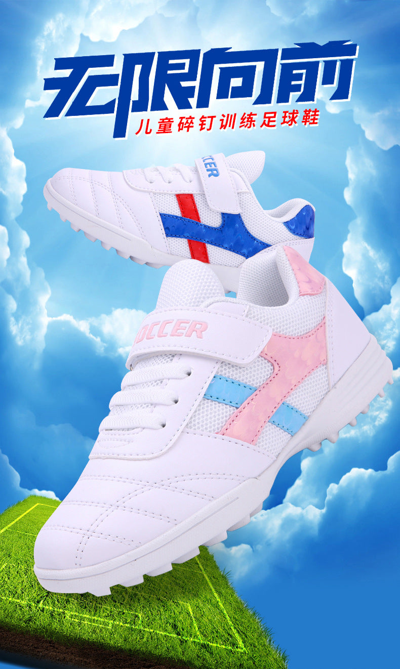 New football shoes for men and women with Velcro for children TF Broken Nail Style Youth Student Grassland Flat Training Shoes