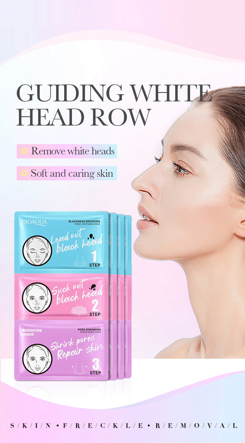 Three-Step Blackhead Removal Nose Strips BIOAOUA Clean Pores T District Nursing Set Cross-Border Wholesale