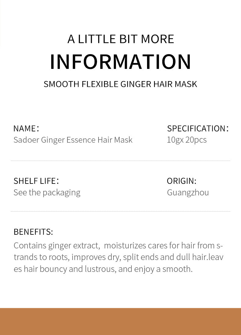 Ginger Hair Mask SADOER Improve Frizz, Soften and Smooth, Portable Strip Pack, Cross-Border Foreign Trade Wholesale