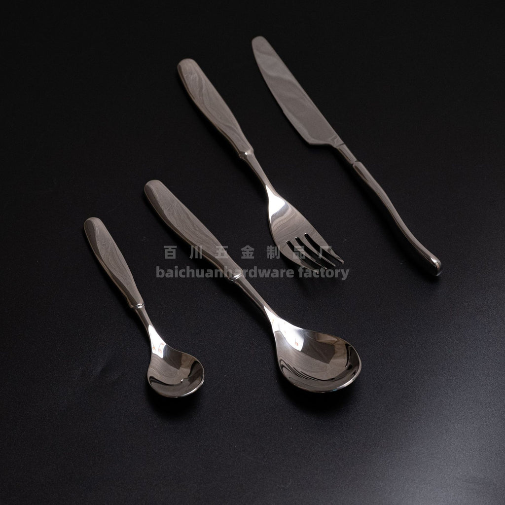 304Stainless Steel Spoon with Thickened Handle, Simple Household Knife, Fork, Spoon, Western Restaurant Supplies, Cutlery Set Wholesale