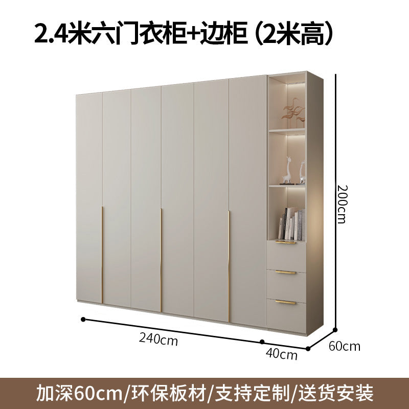 Cream Style Solid Wood Wardrobe Modern Simple Bedroom Storage Cabinet One Door to Ceiling Economical Small Apartment Home Large Wardrobe