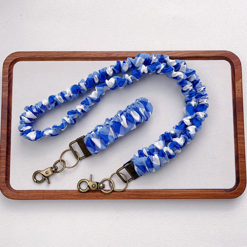 Keychain Large Elastic Polyester Wrinkle Print Hanging Ring Buckle Work Badge Phone Lanyard Chain