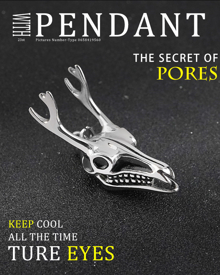 Hot Sale European and American Retro Punk Sheep Skull Stainless Steel Pendant Wholesale Accessories for Trendy Men's Rock Street Style