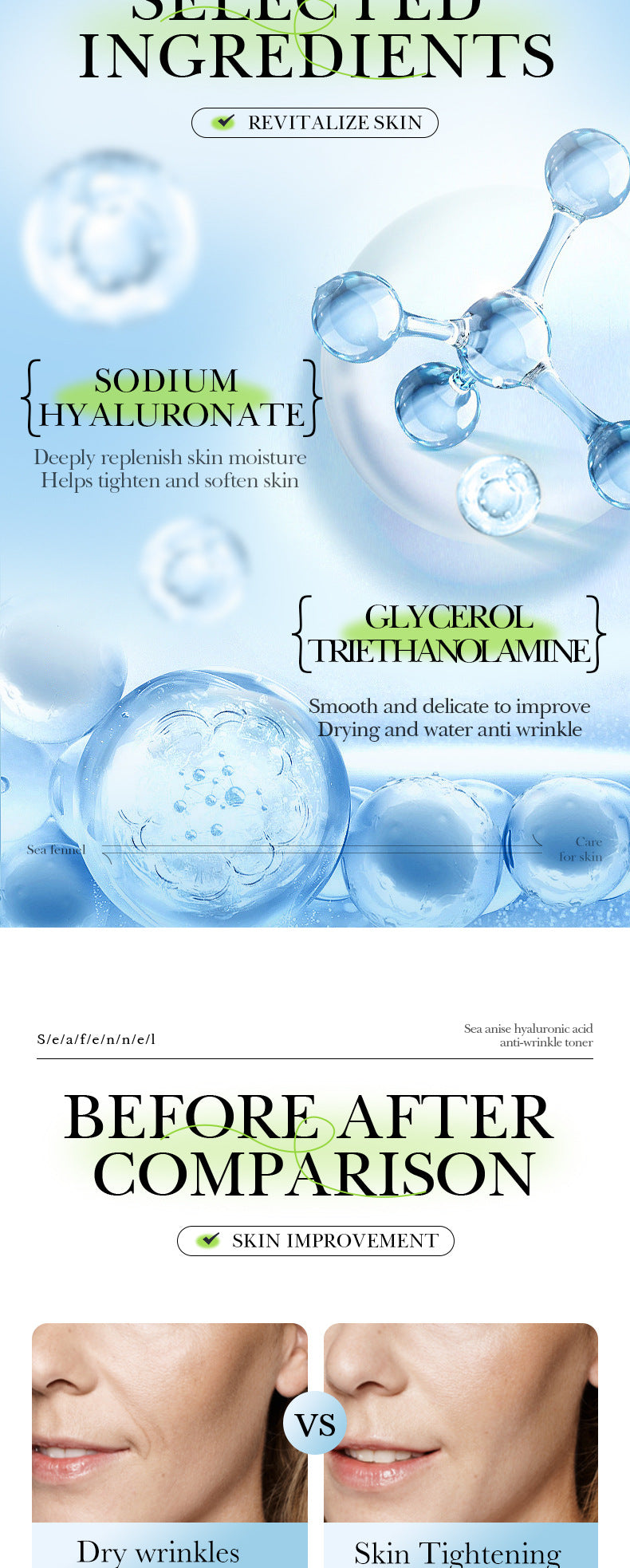 Sea Fennel Hyaluronic Acid Skin Care Set  BIOAOUA Moisturizing Five-Piece Set Cross-Border Wholesale