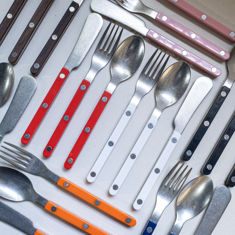 ins Western Dining Tableware ABS Rivet Handle Creative Korean Tableware Clip Handle304Stainless Steel Tableware Snowflake Distressed