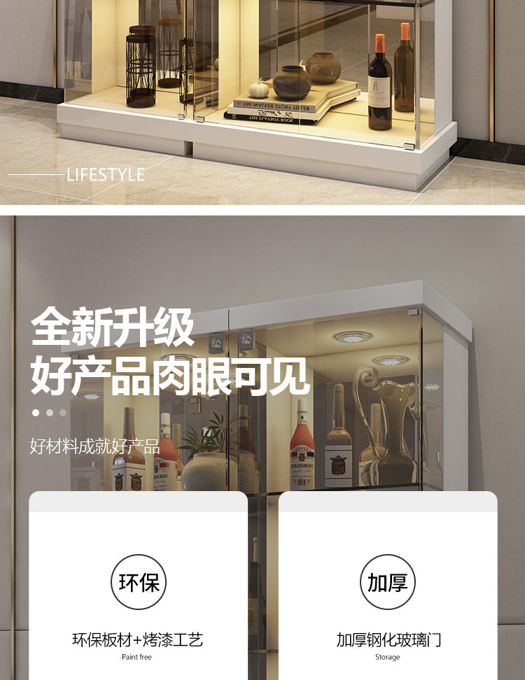 All-Glass Wine Cabinet Living Room Wall-Mounted Sideboard Modern Simple Light Luxury Small Red Wine Transparent Collection Figurine Display Cabinet