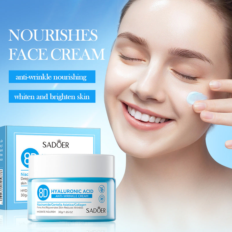 Full English Hyaluronic Acid Face Cream SADOER8D Anti-wrinkle Hydrating Nourishing Face Cream Moisturizing and Rejuvenating  Foreign Trade Wholesale