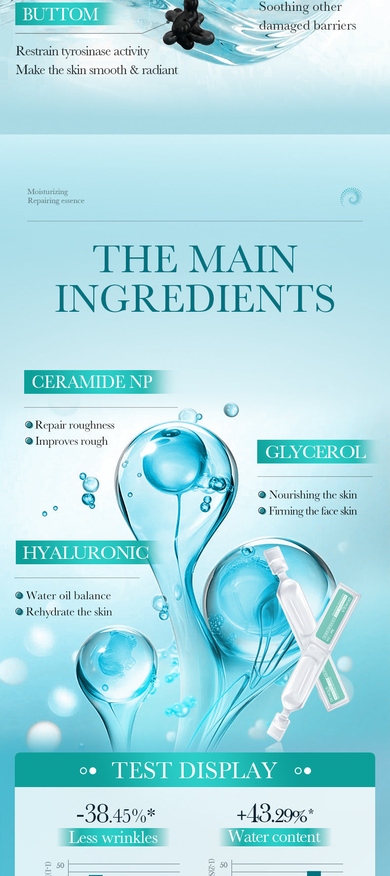 Hyaluronic Acid Moisturizing Ampoule Serum BIOAOUA Hydrating and Moisturizing Essence Liquid Cross-Border Wholesale