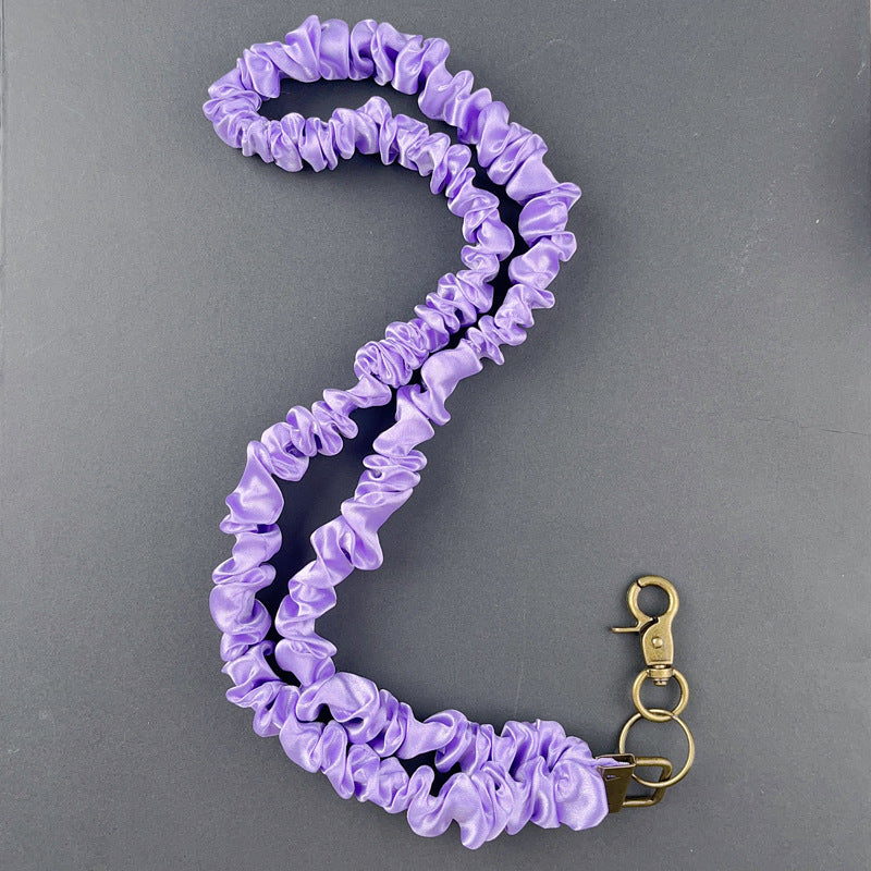 Keychain Large Elastic Polyester Wrinkle Print Hanging Ring Buckle Work Badge Phone Lanyard Chain