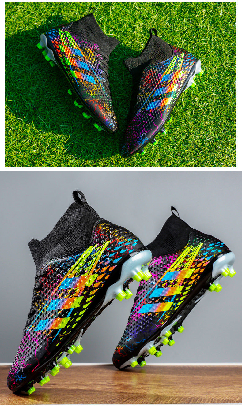 New high-top soccer shoes for men and women AG Spike TF Broken Nail Youth Student Grassland Competition Training Shoes