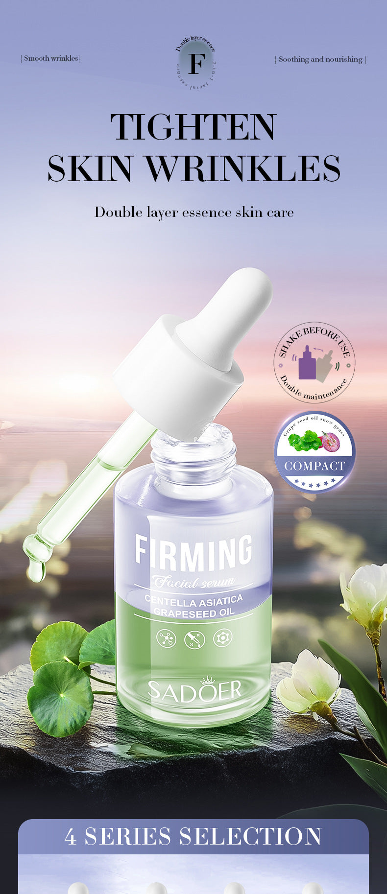 Cross-border Grape Seed Oil Centella Asiatica Double Layer Essence30ml Skin care essence liquid wholesale from foreign trade manufacturer