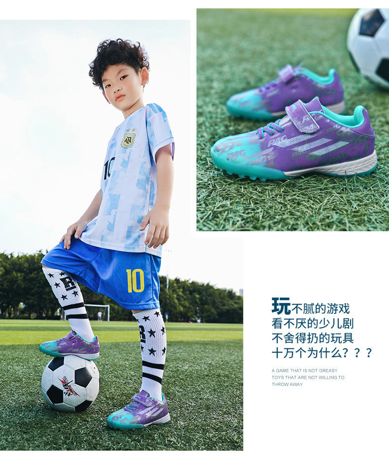 New Children's Magic Sticker Broken Nail Training Football Shoes Girls Boys Primary School Students Competition Training Sneakers