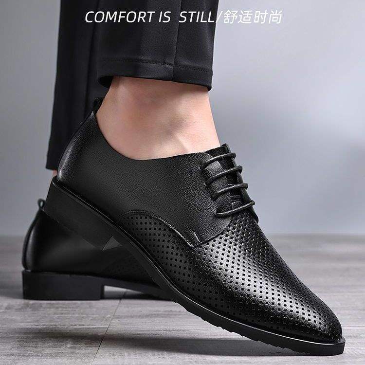 Autumn Winter Men's British Style Casual Leather Shoes Soft Sole Breathable Single Shoes Formal Business Men's Leather Shoes Groom Shoes