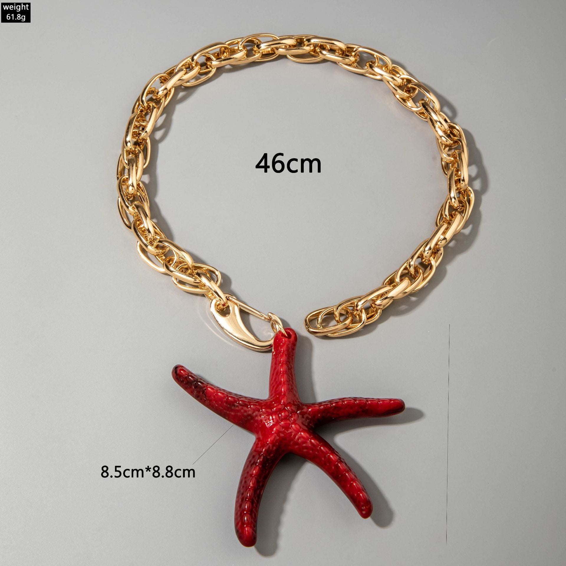 European and American Style Jewelry Five-Pointed Star ccb Exaggerated Pendant Necklace Fashionable and Unique Sweet Cool Style Necklace Wholesale