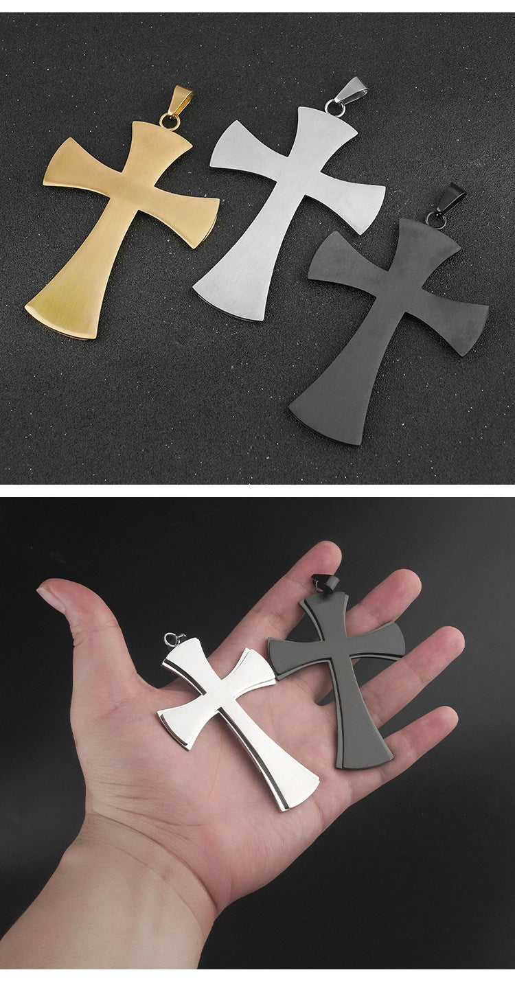 Titanium Steel Cross Pendant Personality Punk Necklace Retro Trendy Men Stainless Steel Cross Pendant Factory Wholesale
