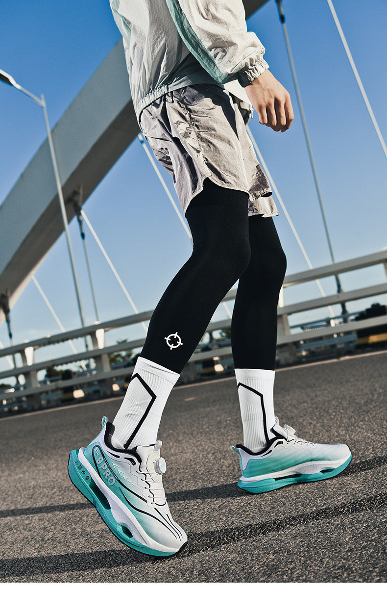 Winter New Leather Surface Fleece-Lined Warm Knob Buckle Sports Shoes Parent-Child Real Carbon Plate Soft Sole Rebound Cushioning Running Shoes