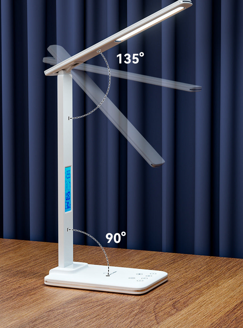 Amazon’s hottest eye protection desk lamp with wireless charging15W Desk Lamp with Clock Touch Dimming Bedroom Reading Lamp
