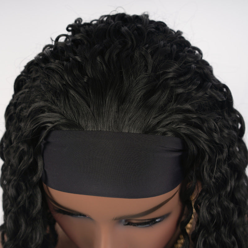 European and American Style Medium-Length Curly Wig Afro Wig wigs Lightweight Synthetic Hair Band with Slight Curl
